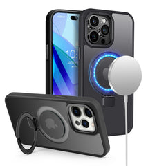 iPhone 15 Plus Metal Chrome Kickstand [Magnetic Circle] Shockproof Matching Camera Hybrid