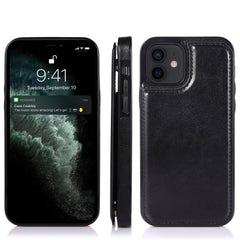 iPhone 15 Plus Luxury Side Magnetic Button Card ID Holder PU Leather Case Cover