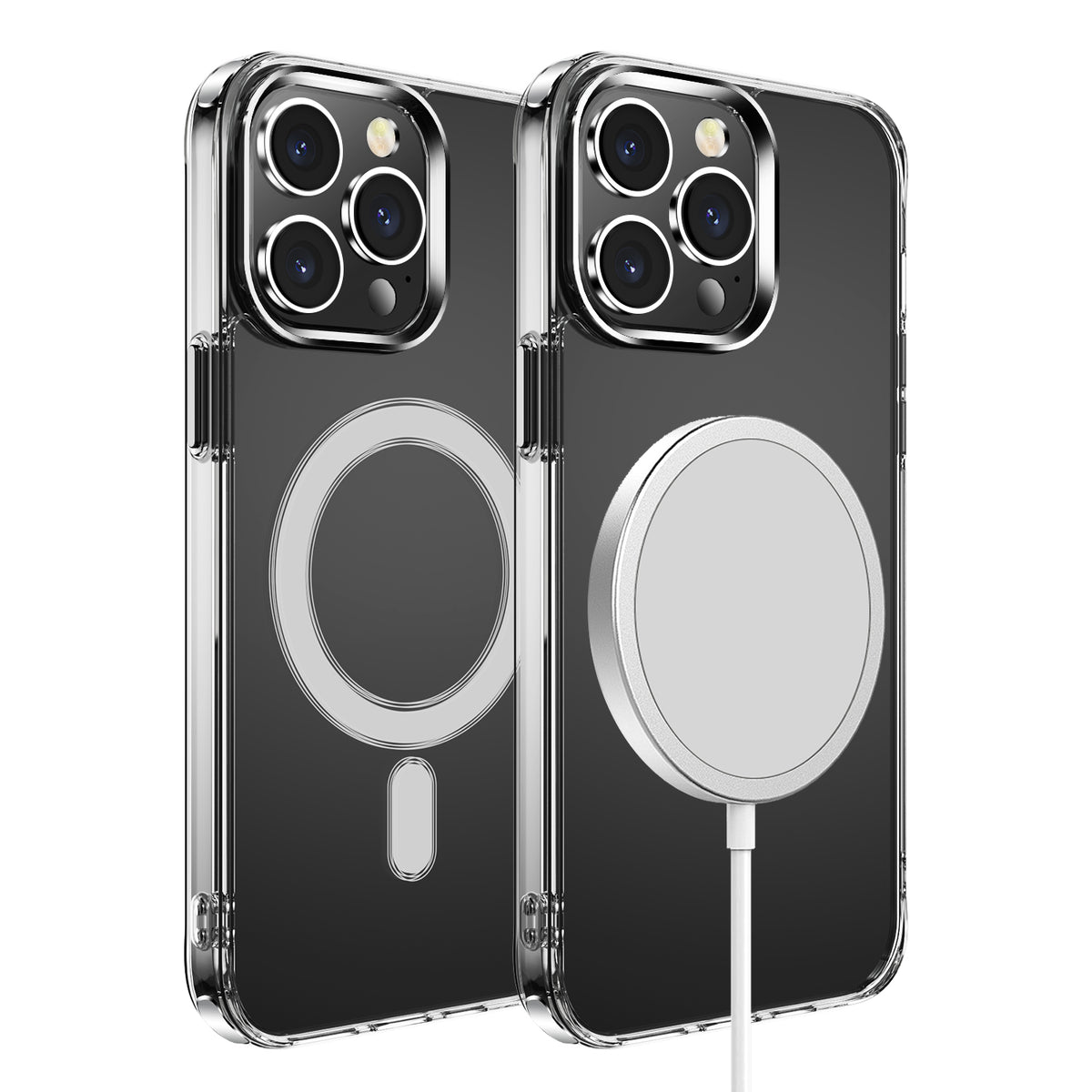 iPhone 15 Plus Thick Transparent [Magnetic Circle] Shockproof Hybrid