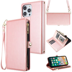 iPhone 15 Plus Purse Style Wallet Card ID Money Holder with Zip containing Long & Short Lanyard