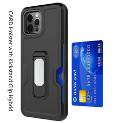 iPhone 15 Pro CARD Holster with Kickstand Clip Hybrid Case Cover