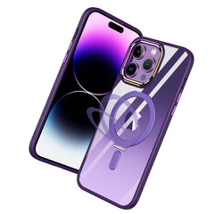 iPhone 15 Pro Dazzle [Magnetic Circle] Kickstand Alloy Chrome Transparent Hybrid