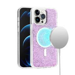 iPhone 15 Pro Epoxy Glitter [Magnetic Circle] ShockProof Hybrid 2.5mm Thick