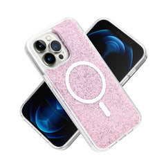 iPhone 15 Epoxy Glitter [Magnetic Circle] ShockProof Hybrid 2.5mm Thick