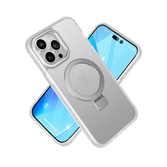 iPhone 15 Pro Metal Chrome Kickstand [Magnetic Circle] Shockproof Matching Camera Hybrid