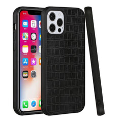 iPhone 15 Pro Hard PU Leather Croc Design Hybrid Case Cover