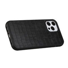 iPhone 15 Pro Hard PU Leather Croc Design Hybrid Case Cover