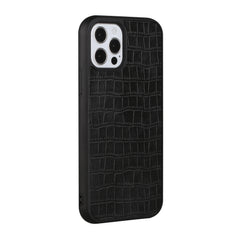 iPhone 15 Pro Hard PU Leather Croc Design Hybrid Case Cover