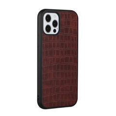 iPhone 15 Pro Hard PU Leather Croc Design Hybrid Case Cover