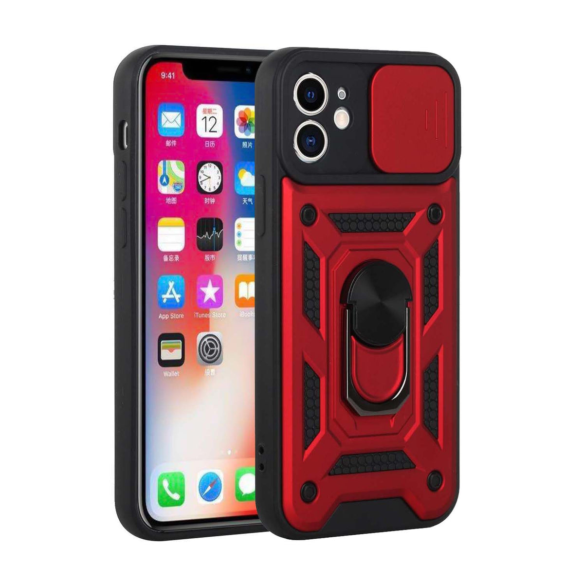 iPhone 15 ELITE Camera Push Magnetic Ring Stand Hybrid Case Cover