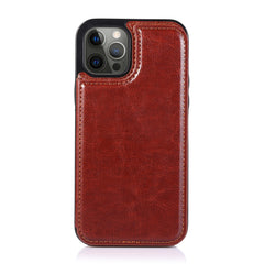 iPhone 15 Pro Luxury Side Magnetic Button Card ID Holder PU Leather Case Cover