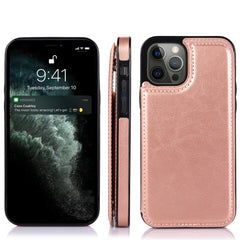 iPhone 15 Luxury Side Magnetic Button Card ID Holder PU Leather Case Cover