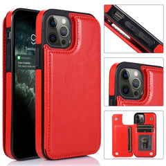 iPhone 15 Pro Luxury Side Magnetic Button Card ID Holder PU Leather Case Cover