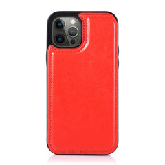 iPhone 15 Pro Luxury Side Magnetic Button Card ID Holder PU Leather Case Cover