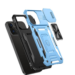 iP15 Pro Max Utter Tough Metal Ring Movable Camera Window Hybrid Case Cover