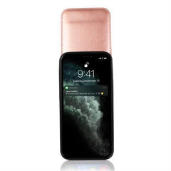 iPhone 15 Pro Luxury Vertical Magnetic Button Card ID Holder PU Leather Case Cover