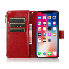 iPhone 15 Pro Luxury Wallet Card ID Zipper Money Holder Case Cover