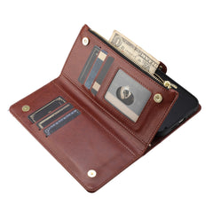 iPhone 15 Pro Purse Style Wallet Card ID Money Holder with Zip containing Long & Short Lanyard