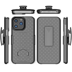 iPhone 15 Pro Weave Premium 3in1 Combo Holster Kickstand Case Cover