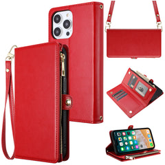 iP15 Pro Max Purse Style Wallet Card ID Money Holder with Zip containing Long & Short Lanyard